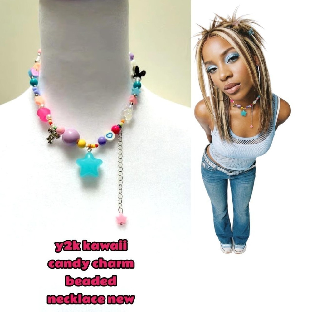 Y2K chunky kawaii candy charm beaded necklace new